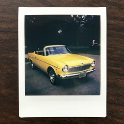 old polaroid shots of a yellow ford