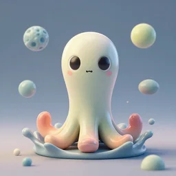 ebay product, beautiful cute, cute miniature resine action figure, High detail photography, 8K, 3d fractals, cute pictoplasma, one simple ceramic tintoy tentacle monster Figure sculpture, surrounded by splashes, 3d primitives, in a Studio hollow, by pixar, by jonathan ive,, simulation
