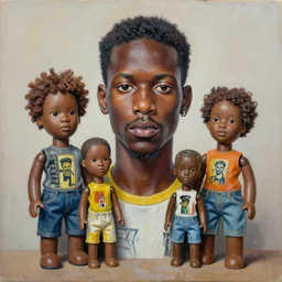 stunning realistic portrait painting of a african dolls by jean - michel basquiat