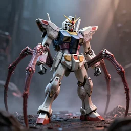 a Gundam spider monster, dreamlike, horror, intricate detail, 3d render, octane render, god rays, depth of field, trending on artstation, 4k, hd