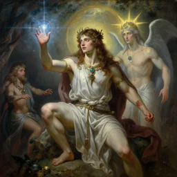 attractive pagan male deity, casting magic, summoning handsome lucifer morning star. highly detailed painting by gaston bussiere, craig mullins, j. c. leyendecker 8 k