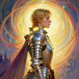 side profile painted portrait, imogen poots as a paladin with painted armour, elden ring, gloohaven, soft luminescent glow, art nouveau, beautifully backlit, ripples, swirly vibrant color lines, fantastically gaudy, aesthetic octane render, 8 k hd, by ilya kuvshinov, cushart krentz, gilleard james