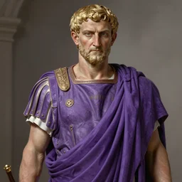 gaius julius caesar wearing a tyrian purple roman toga, art by greg rutkowski, highly detailed, digital painting, sharp focus, illustration
