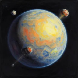 cloisonnism view of asteroid impacting planet in no mans sky, masterpiece, moebius, beksinski