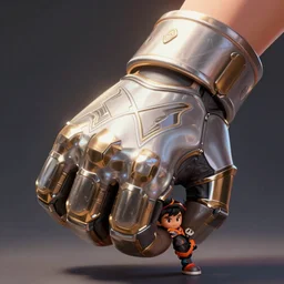 a tiny punk kid with a massive gauntlet, smooth, intricate, elegant, digital painting, artstation, concept art, sharp focus, illustration, art by aleksi briclot and blizzard studios, overwatch character,