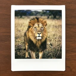polaroid of a saddled lion