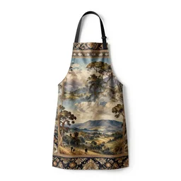 baroque apron, studio product photography, isolated on a pure white background, centered, entire object in frame, sharp focus, soft studio lighting