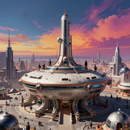 dieselpunk moon base, metropolis, advanced technology, artstation, colorful sky, highly detailed, masterpiece, art by aleksander galevskyi and sergey zabelin and michal kus and christian bravery