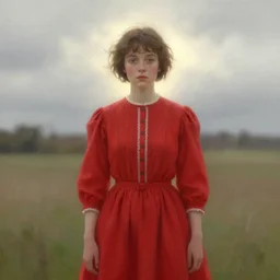 aerith gainsborough in red cottagecore dress, portrait, illustration, rim light, top light, overcast cloudy weather, perfectly shaded, soft painting, art by krenz cushart and wenjun lin