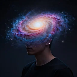 person with a galaxy instead of a head