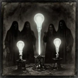 spirit group photography with glowing bulbous ectoplasm, scary shadow people, sleep paralysis demon, 1 9 0 0 s, slimer, invoke fear and dread, old photograph, daguerreotype