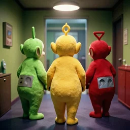 teletubbies in the backrooms, opressive, 8k, graflex