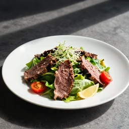 a delicious salad with beef, stock photo