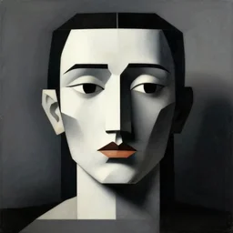 highly detailed portrait of a portrait geometric face modernist bauhaus minimalism, by greg rutkowski and fujimoto tatsuki, dramatic lighting, dynamic pose, dynamic perspective