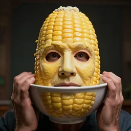 hyperrealistic dslr film still of billy mays disguised as ( bowl of corn mask ), stunning 8 k octane comprehensive 3 d render, inspired by istvan sandorfi & greg rutkowski & unreal engine, perfect symmetry, dim volumetric cinematic lighting, extremely hyper - detailed, incredibly real lifelike attributes & flesh texture, intricate, masterpiece, artstation, stunning