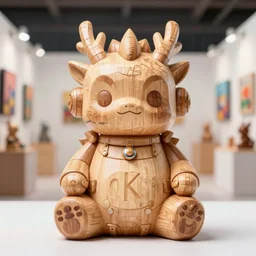 8 k octan, advertising, highly detailed, photo, a totally wooden figurine collectible tin toys art toys wooden on feet, very cute fat cyborg dragon meditation zen, with cat ears, cyberpunk, graffiti ratio, design, showroom dealership indoor display convention exhibition a contemporary art gallery masterpiece of art - a k _ dpm _ 2