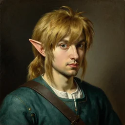 a beautiful painting portrait of link legend of, by rembrandt, rembrandt lighting, rough texture, high contrast, baroque style