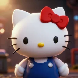 Hello Kitty in Gears of War, splash art, movie still, detailed face, cinematic lighting, color, dramatic, octane render, long lens, shallow depth of field, bokeh, anamorphic lens flare, 8k, hyper detailed, 35mm film grain