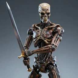 terminator holding a sword, digital art, highly detailed, trending on artstation