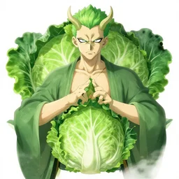 cabbage themed anime villain, symmetrical, highly detailed, digital art, sharp focus, trending on art station, anime art style