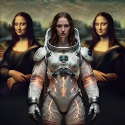 biblical daemonic beautiful girl with glowing veins wearing a spacesuit, second coming, centered, portrait by Greg Hildebrandt, studio lighting, muted colors, by Terry Richardson, by Leonardo DaVinci, by Beeple, ultrarelistic, extreme detail, caustics, trending on Artstation, 8K, octane renderer, rtx on