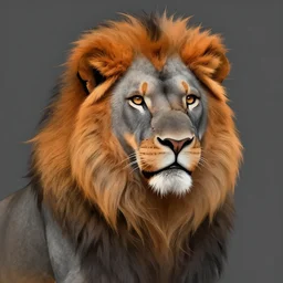 Head and Shouler Portrait of a humanoid Lion with grey fur and organe mane, D&D Commission Artwork, Digital Art, 4K HD, Detailed, Trending on Artstation