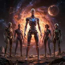 the higher consciousness at the time before the big bang cryengine render by android jones, james christensen, rob gonsalves, leonid afremov and tim white
