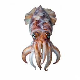 fierce cuttlefish, professional studio photo, full body, isolated on a pure white background, centered, entire subject in frame, sharp focus, soft studio lighting