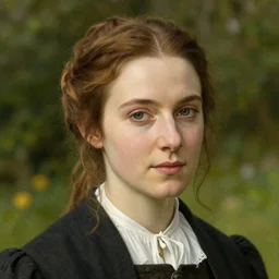 close up portrait of anne of the green gables, painted by velazquez, hyper detailed, external nature background