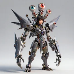 a highly detailed filipino girl with multiple eyes and spikes, limbs by alex gray, android jones, karol bak, ayami kojima, artgerm, concept art, sharp angles, robot, 3 d, octane render, 8 k, unreal engine