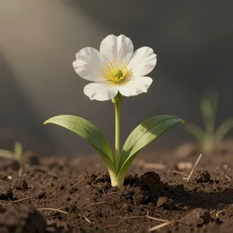 an illustration depicting a cross section of a flowerin plant growing in soil