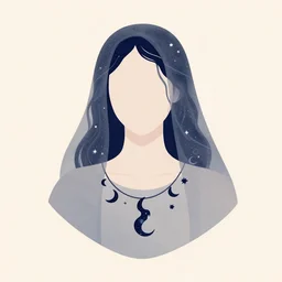 a portrait of a galaxy as an androgynous druid spirit wearing a necklace of moons and stars, draped in transparent cloth, flat colors, occult, minimal, swirly, bust by alphonse mucha and marian spore bush, decorative art deco border, astrophotography, vast cosmos, digital illustration overlayed on photography, trending on artstation