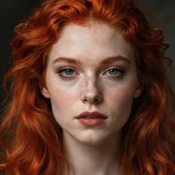 a female monster, detailed face, redhead, by greg rutkowski, mandy jurgens