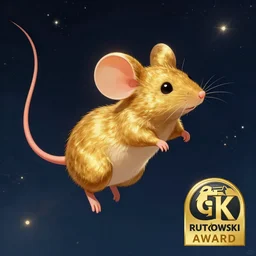 a golden mouse flying through space, Greg rutkowski award winning illustration, digital art, fantasy concept art, 4k, trending on artstation,