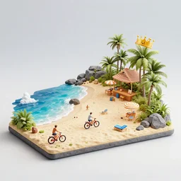 3 d diorama of a beach, cycles render, corona render, artstation