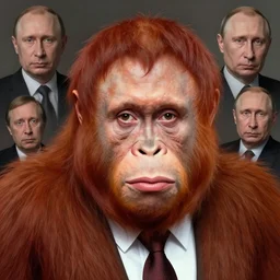 portrait of vladimir putin, orangutan putin hybrid, putin face, vladimir putin anthropomorphic transformation, macabre, horror, by donato giancola and greg rutkowski and wayne barlow and zdzisław beksinski, realistic face, visible face, digital art