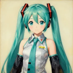 a portrait of the young lady hatsune miku, painted by hans holbein, 1 8 th century, human girl, vibrant - n 9