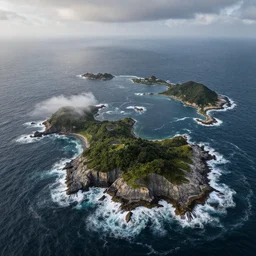 magical realist drone photography this is a land on an unforgiving world of churning oceans and jagged coastlines. every habitable island is situated somewhere along the planet's equator where the weather is still volatile but more hospitable than any points to the north or south