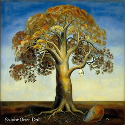 award-winning surrealist painting of a tree by Salvador Dalí