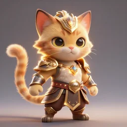 super cute fantasy cat warrior 3D concept art by beeple and Raffaello Sanzi, anthropomorphic, glowing effect, ornate, dynamic, centered, sharp focus, beautiful detailed, face very realistic, Game Art!!, hyper detailed, no background, cartoon, cinematic, raytrace, Trend on artstation, C4D