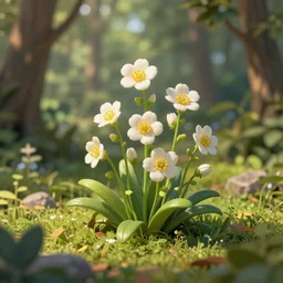 Fabulous flowers in the forest, trending on artstation, 30mm, by Noah Bradley