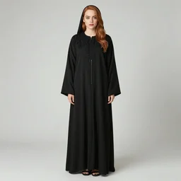 A full body portrait of Emma Stone wearing a Black Arabian abaya , high quality, fully detailed, 4k