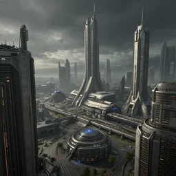 science fiction city, high details, moody, wide shot, marc simonetti, cgsociety