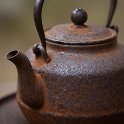 closeup of (((rusty))) teapot