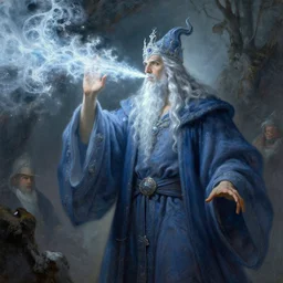 stunning male master wizard exhaling ice breath, highly detailed painting by gaston bussiere, craig mullins, j. c. leyendecker, 8 k