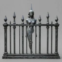 3 d sculpt of a cemetary ironwork fence on a grey background, league of legends
