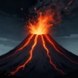 erupting volcano graphic design, artstation, lowbrow