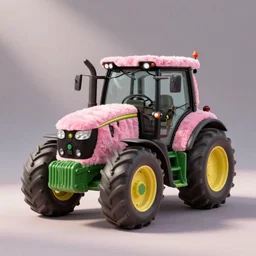 a very soft persian pink plush john deere tractor with pluche
