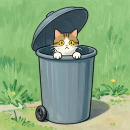 trash can cat by louis wain