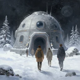 i'm walking around inside a classified and hidden moonbase. volumetric lighting, summer, winter, snowy weather, dark overcast, realistic illustration, perfectly shaded, soft painting, ( floating snow particles ) art by leesha hannigan, ross tran, thierry doizon, kai carpenter, ignacio fernandez rios